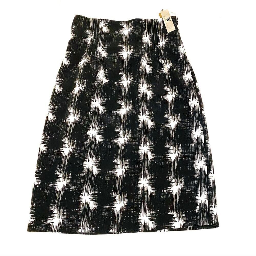 NWT Worthington Petites Midi Length Pencil Skirt Black White Career Women's 4P
